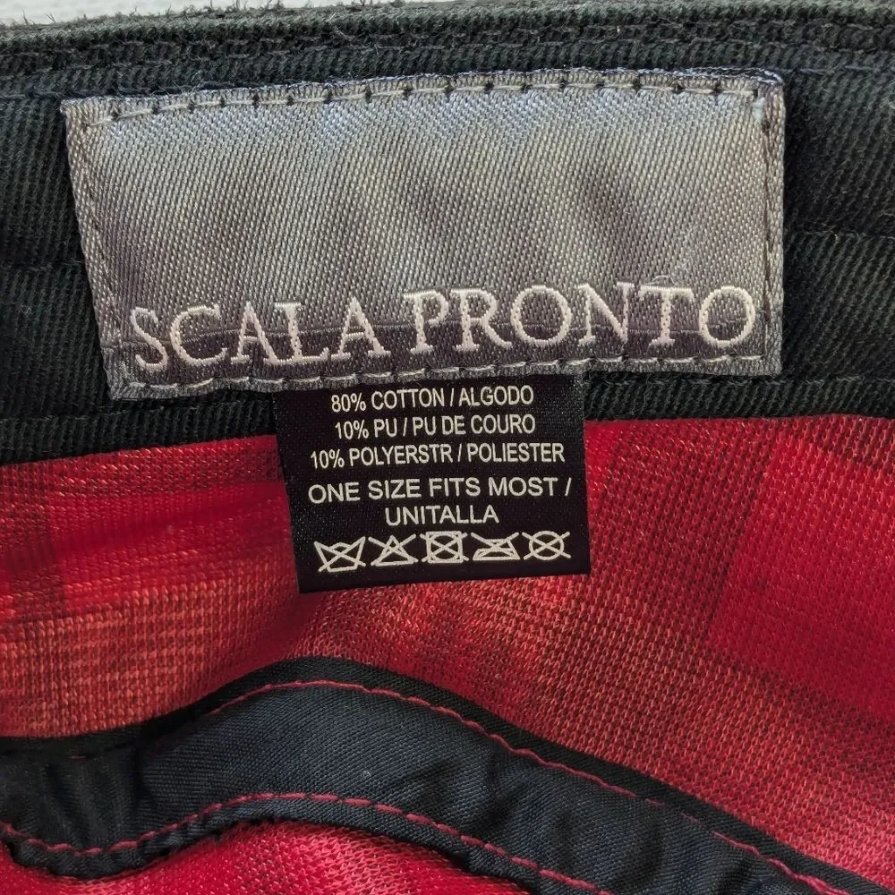 Scala Pronto Plaid Women's Hat Sz OS Red Black Cotton Cap Y-2